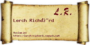 Lerch Richárd névjegykártya